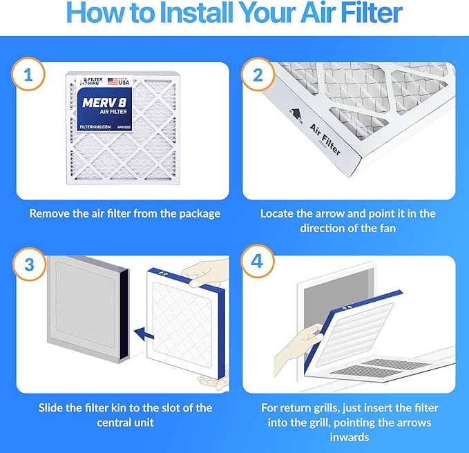 Filter King 25×44.5×1 Air Filter | 4-PACK | MERV 8 HVAC Pleated A/C Furnace Filters | MADE IN USA | Actual Size: 25 x 44.5 x .75″ WholesaleHVACDirect