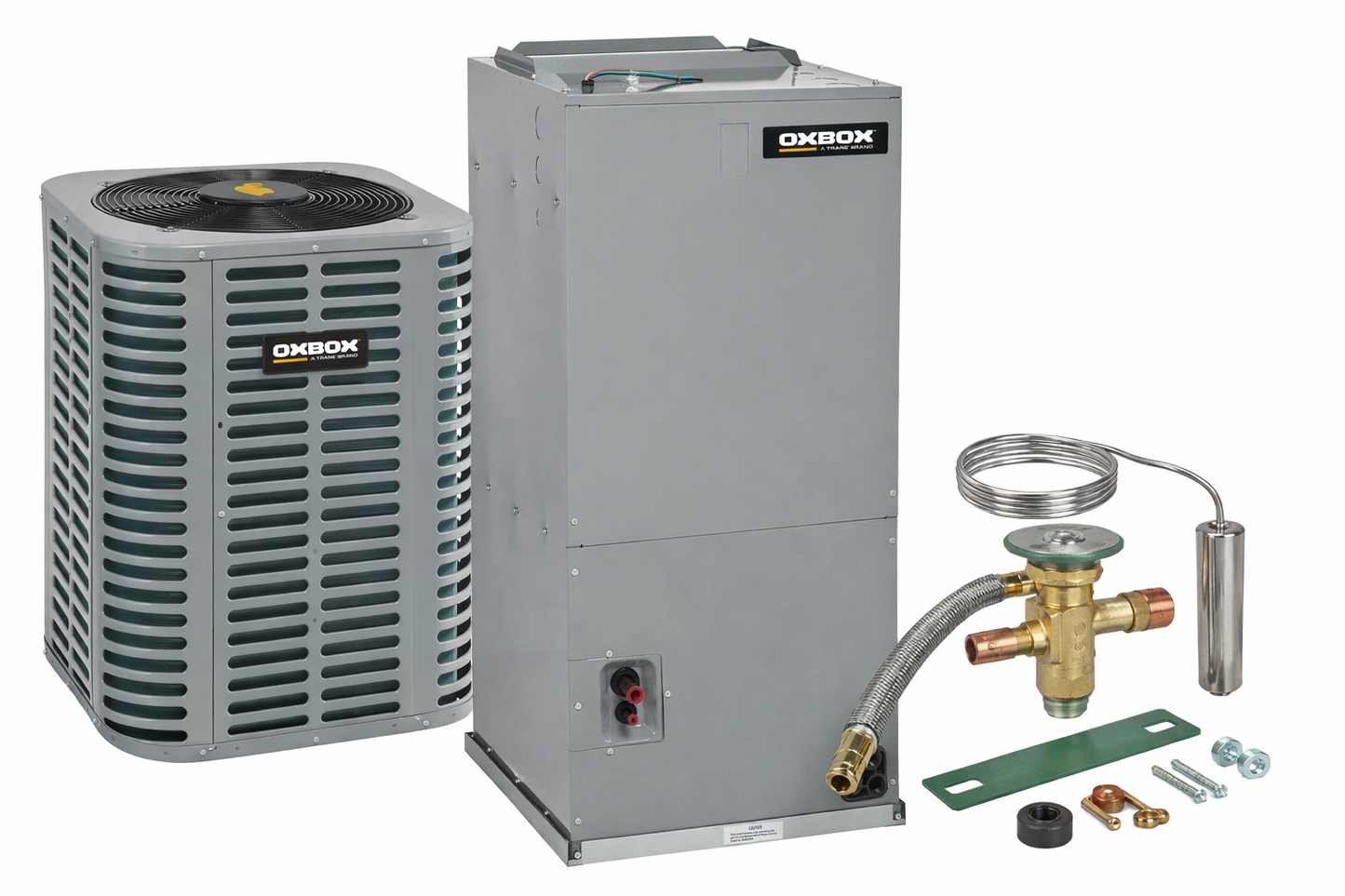 OXBOX BY TRANE 5 Ton 14.3 SEER2 Split-System Heat Pump with ECM Air Handler and R454B TXV Kit – J5HP5060A1000AA, J5AH5E60A1C00AA, 5AYTXVH3A6000A OXBOX BY TRANE