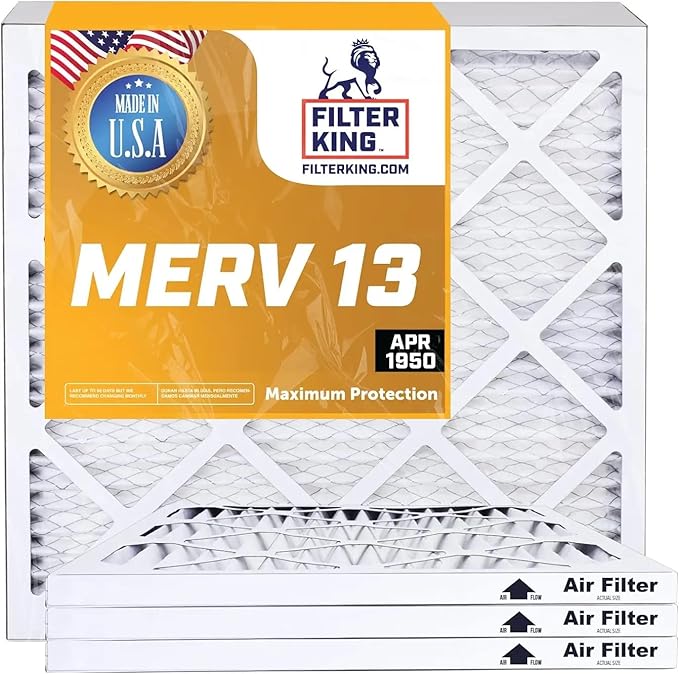 Filter King 16x16x1 Air Filter | 6-PACK | MERV 13 HVAC Pleated A/C Furnace Filters | MADE IN USA | Actual Size: 15.5 x 15.5 x .75" WholesaleHVACDirect