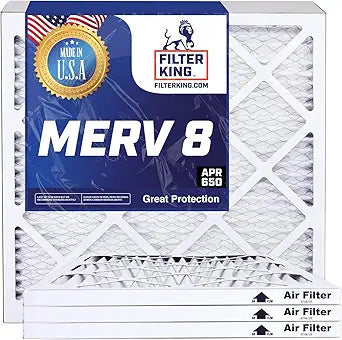 Filter King 16x24x0.5 Air Filter | 4-PACK | MERV 8 HVAC Pleated A/C Furnace Filters | MADE IN USA | Actual Size: 15.5 x 23.5 x 0.5″ WholesaleHVACDirect