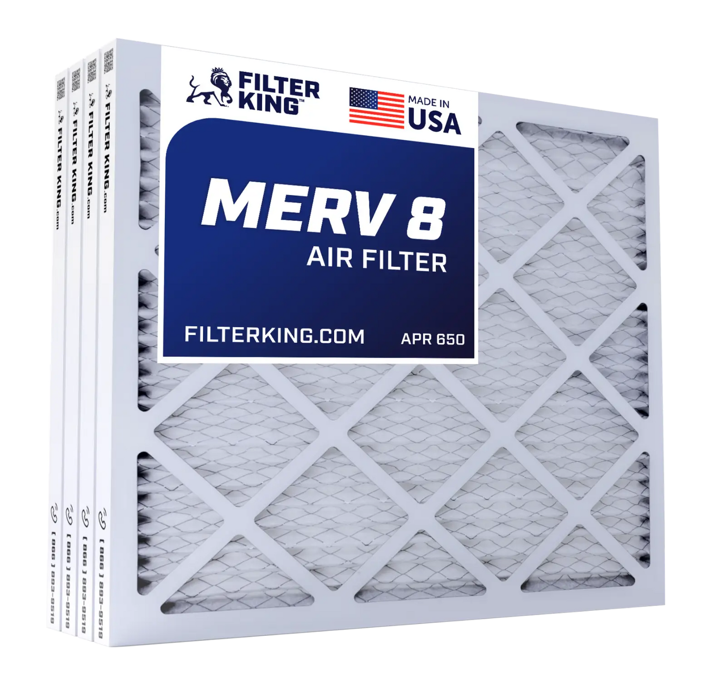 Filter King 16x30x2 Air Filter | 4-PACK | MERV 8 HVAC Pleated A/C Furnace Filters | MADE IN USA | Actual Size: 15.5 x 29.5 x 1.75″ WholesaleHVACDirect