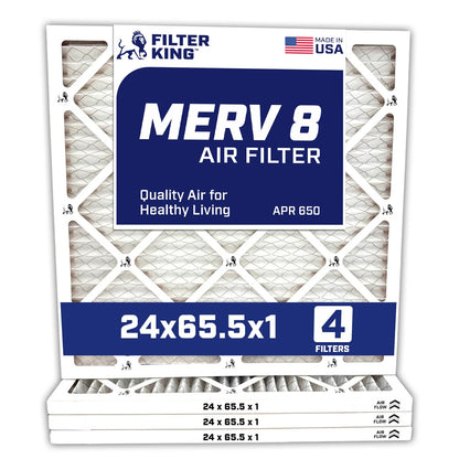 Filter King 24×65.5×1 Air Filter | 4-PACK | MERV 8 HVAC Pleated A/C Furnace Filters | MADE IN USA | Actual Size: 24 x 65.5 x .75″ WholesaleHVACDirect