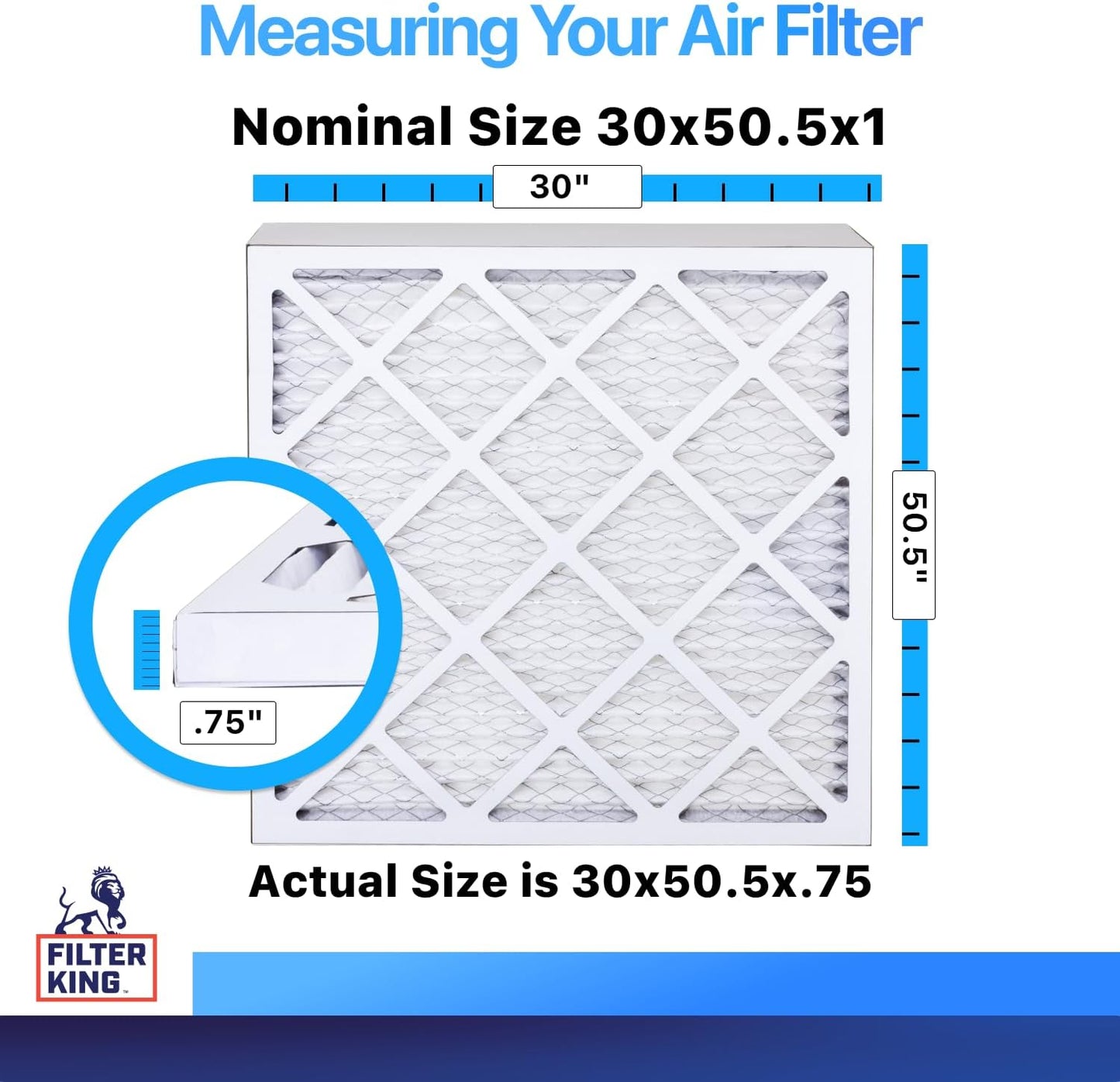 Filter King 30×50.5×1 Air Filter | 4-PACK | MERV 8 HVAC Pleated A/C Furnace Filters | MADE IN USA | Actual Size: 30 x 50.5 x .75″ WholesaleHVACDirect