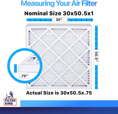 Filter King 30×50.5×1 Air Filter | 4-PACK | MERV 8 HVAC Pleated A/C Furnace Filters | MADE IN USA | Actual Size: 30 x 50.5 x .75″ WholesaleHVACDirect
