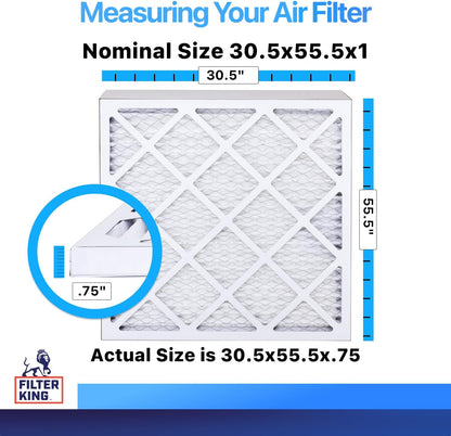 Filter King 30.5×55.5×1 Air Filter | 4-PACK | MERV 8 HVAC Pleated A/C Furnace Filters | MADE IN USA | Actual Size: 30.5 x 55.5 x .75″ WholesaleHVACDirect