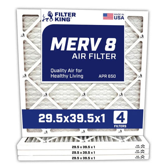 Filter King 29.5×39.5×1 Air Filter | 4-PACK | MERV 8 HVAC Pleated A/C Furnace Filters | MADE IN USA | Actual Size: 29.5 x 39.5 x .75″ WholesaleHVACDirect