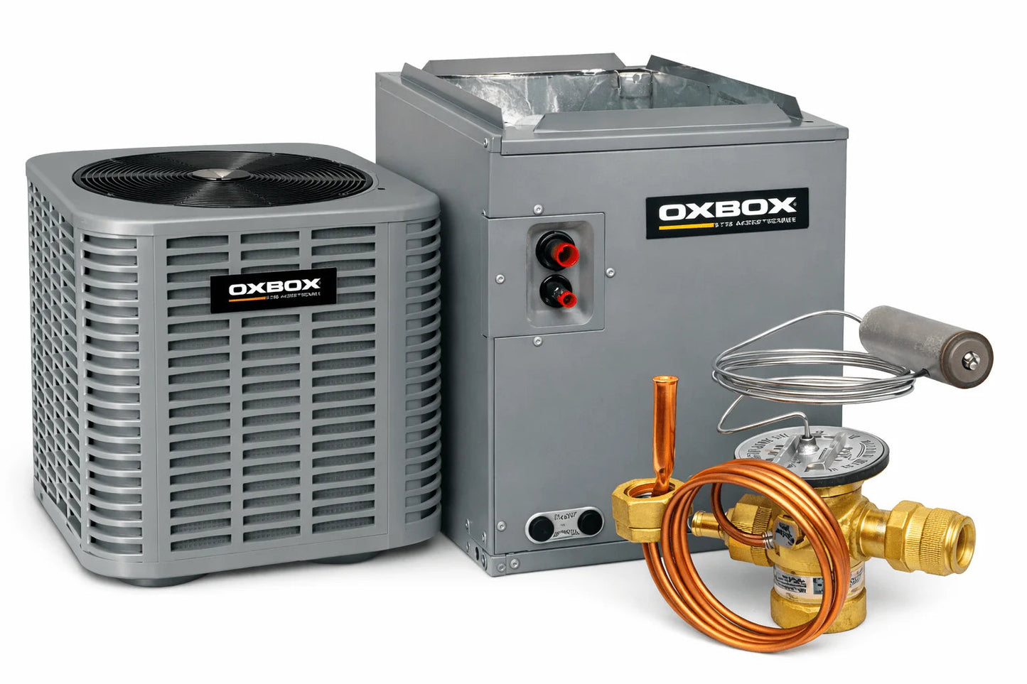 Oxbox 3 Ton 13.4 SEER2 R454B Air Conditioning System with A-Cabinet Cased Coil & TXV Kit – J5AC3036A1000AA, J5GXCA003AC6HUA, 5AYTXVH3A1836A OXBOX BY TRANE