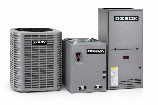 OXBOX BY TRANE 3.5 Ton 14.3 SEER2 Split-System Air Conditioner with C-Cabinet Coil and 100,000 BTU Gas Furnace – J5AC5042A1000AA, J5MXCC009AC6HCA, J962V100CU5SA OXBOX BY TRANE