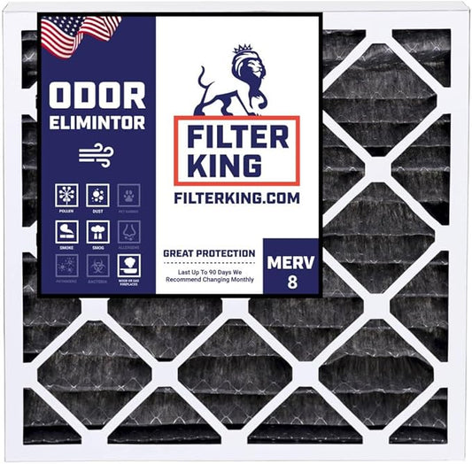 Filter King 18x25x1 Air Filter | 4-PACK | Carbon MERV 8 HVAC Pleated A/C Furnace Filters | MADE IN USA | Actual Size: 17.5 x 24.5 x .75″ – FB18X25 – 4 WholesaleHVACDirect
