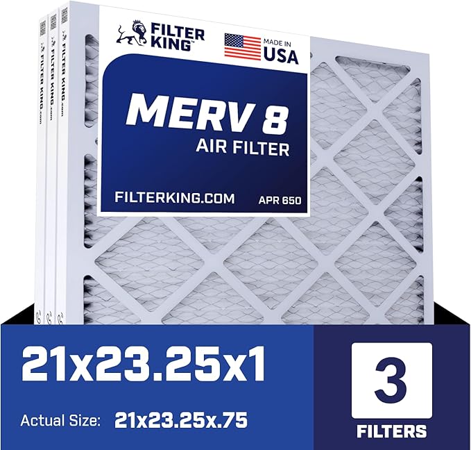 Filter King 21×23.25×1 Air Filter | 3-PACK | MERV 8 HVAC Pleated A/C Furnace Filters | MADE IN USA | Actual Size: 21 x 23.25 x .75″ – FB21X23.25A -3 WholesaleHVACDirect
