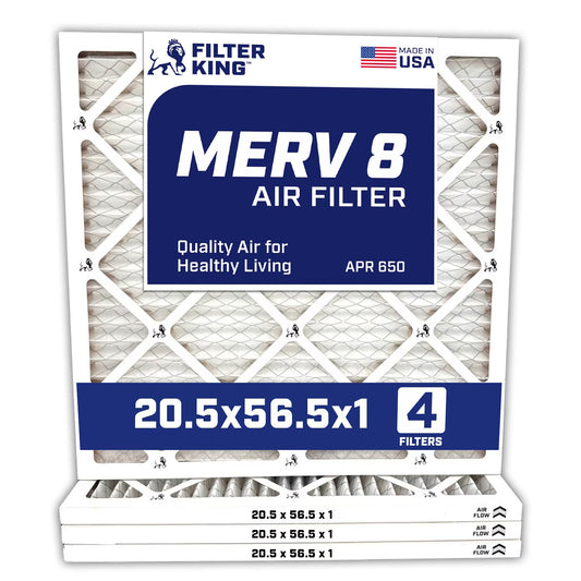 Filter King 20.5×56.5×1 Air Filter | 4-PACK | MERV 8 HVAC Pleated A/C Furnace Filters | MADE IN USA | Actual Size: 20.5 x 56.5 x .75″ – FK20.5×56.5x1A-M8 -4 WholesaleHVACDirect