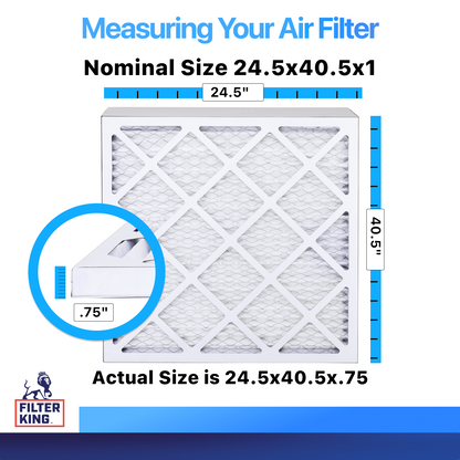 Filter King 24.5×40.5×1 Air Filter | 4-PACK | MERV 8 HVAC Pleated A/C Furnace Filters | MADE IN USA | Actual Size: 24.5 x 40.5 x .75″ – FK24.5×40.5x1A-M8 -4 WholesaleHVACDirect