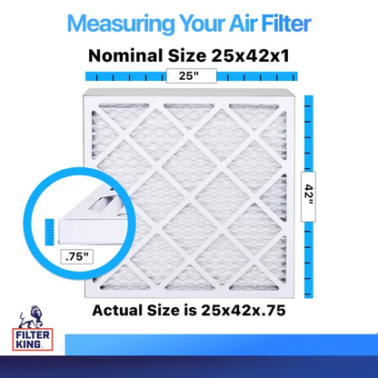 Filter King 25x42x1 Air Filter | 4-PACK | MERV 8 HVAC Pleated A/C Furnace Filters | MADE IN USA | Actual Size: 25 x 42 x .75″ – FK25x42x1A-M8 -4 WholesaleHVACDirect