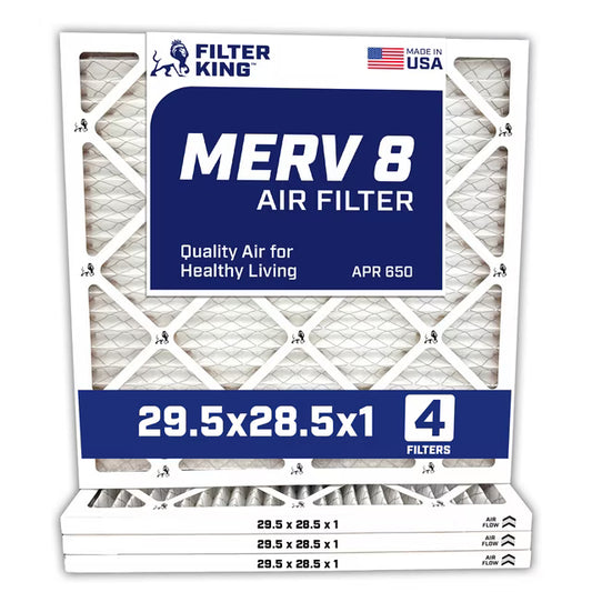 Filter King 29.5x28.5x1 Air Filter | 4-PACK | MERV 8 HVAC Pleated A/C Furnace Filters | MADE IN USA | Actual Size: 29.5 x 28.5 x .75" WholesaleHVACDirect