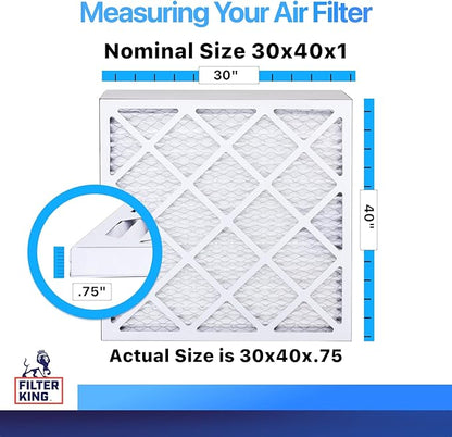 Filter King 30x40x1 Air Filter | 4-PACK | MERV 8 HVAC Pleated A/C Furnace Filters | MADE IN USA | Actual Size: 30 x 40 x .75″ – FK30x40x1A-M8 -4 WholesaleHVACDirect