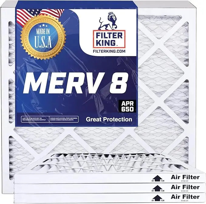 Filter King 20x21x1 Air Filter | 3-PACK | MERV 8 HVAC Pleated A/C Furnace Filters | MADE IN USA | Actual Size: 20 x 21 x .75″ WholesaleHVACDirect
