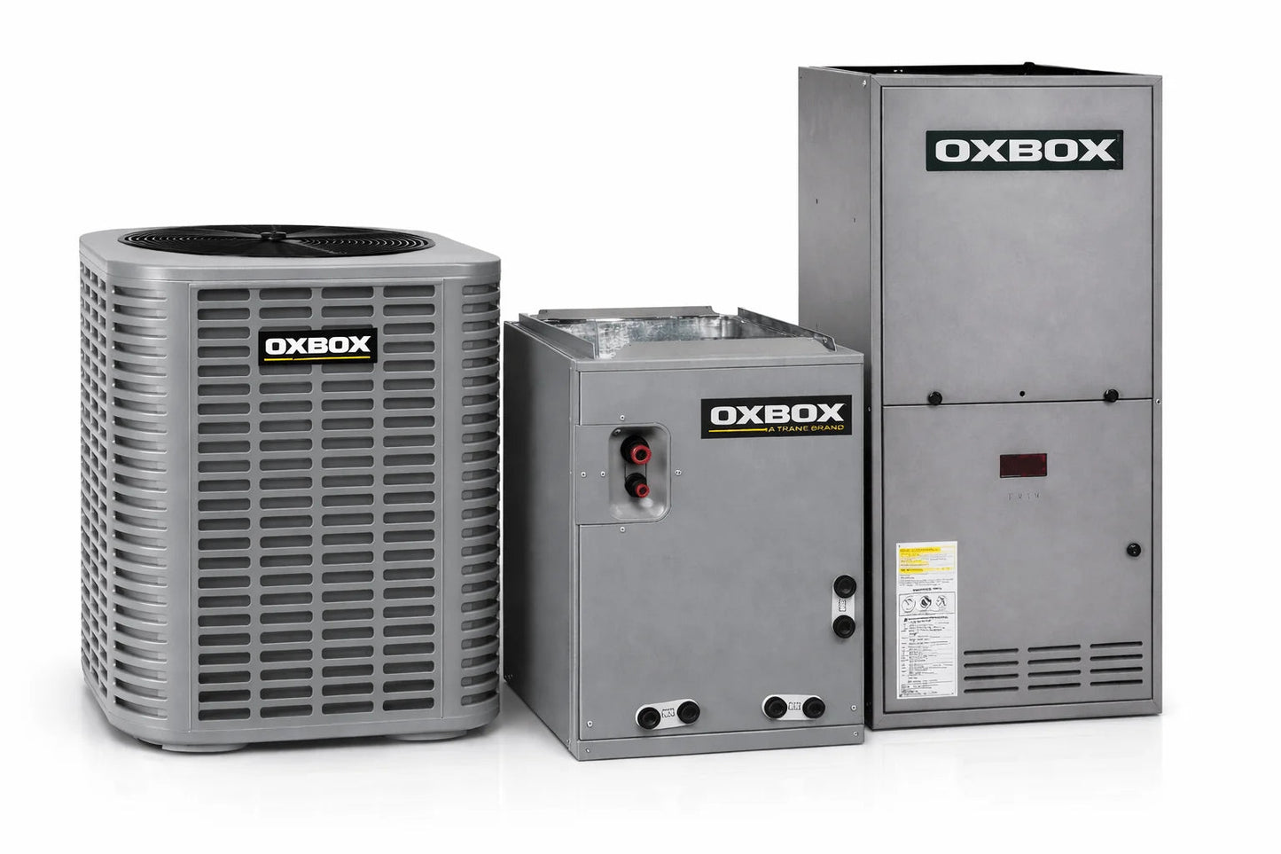 OXBOX BY TRANE  3 Ton 13.4 SEER2 R454B Split System Air Conditioner with B-Cab Cased Evaporator Coil & 60,000 BTU Gas Furnace – J5AC3036A1000AA, J5MXCB016AC6HCA, J801V060BM4SE OXBOX BY TRANE