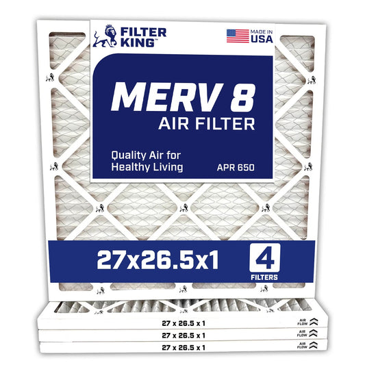 Filter King 27×26.5×1 Air Filter | 4-PACK | MERV 8 HVAC Pleated A/C Furnace Filters | MADE IN USA | Actual Size: 27 x 26.5 x .75″ WholesaleHVACDirect