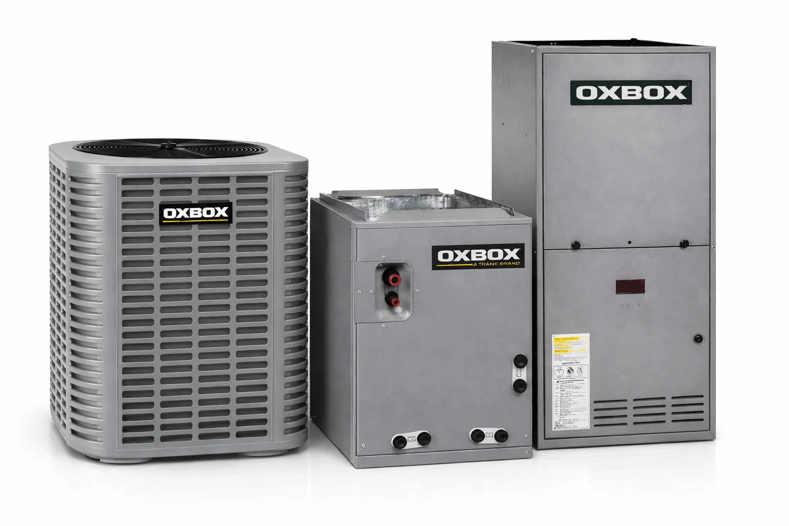 OXBOX BY TRANE 4 Ton 13.4 SEER2 R454B Split System Air Conditioner with C-Cab Cased Evaporator Coil & 100,000 BTU Gas Furnace – J5AC3048A1000AA, J5MXCC017AC6HCA, J962V100CU5SA OXBOX BY TRANE