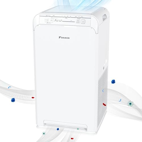 DAIKIN Room Air Purifier, HEPA Air Purifier, Air Purifier with HEPA Filter, Activated Carbon Filter, Pre-Filter and UVC LED Light, Zero Ozone Product, CADR Certified, 10.5 x 10.5 x 19.5 in (MCB50YSAU)
