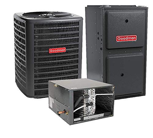 Goodman 2 Ton 15 SEER Air Conditioner GSX160241, Coil CHPF3642C6, 80,000 BTU 96% AFUE Horizontal Gas Furnace GMEC960803BN