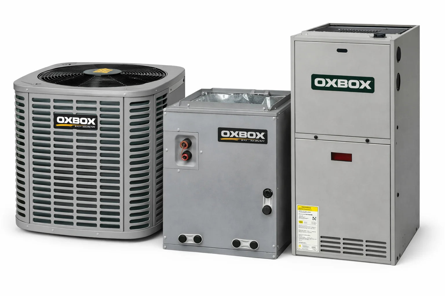 OXBOX BY TRANE 1.5 Ton Dual Fuel Heat Pump System – J5HP5018A1000AA Heat Pump, J5MXCB004AC6HCA Coil & J962V080BU3SA Gas Furnace OXBOX BY TRANE