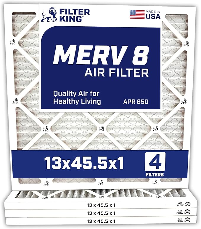 Filter King 13×45.5×1 Air Filter | 4-PACK | MERV 8 HVAC Pleated A/C Furnace Filters | MADE IN USA | Actual Size: 13 x 45.5 x .75″ – WholesaleHVACDirect