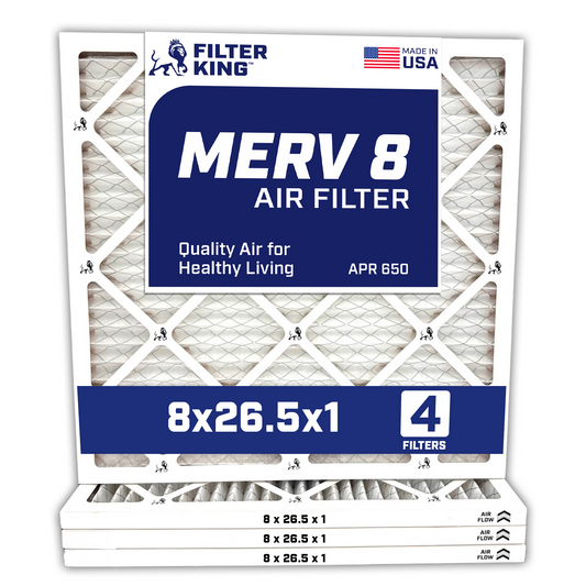 Filter King 8×26.5×1 Air Filter 4-PACK MERV 8 Actual Size 8 x 26.5 x .75″ WholesaleHVACDirect